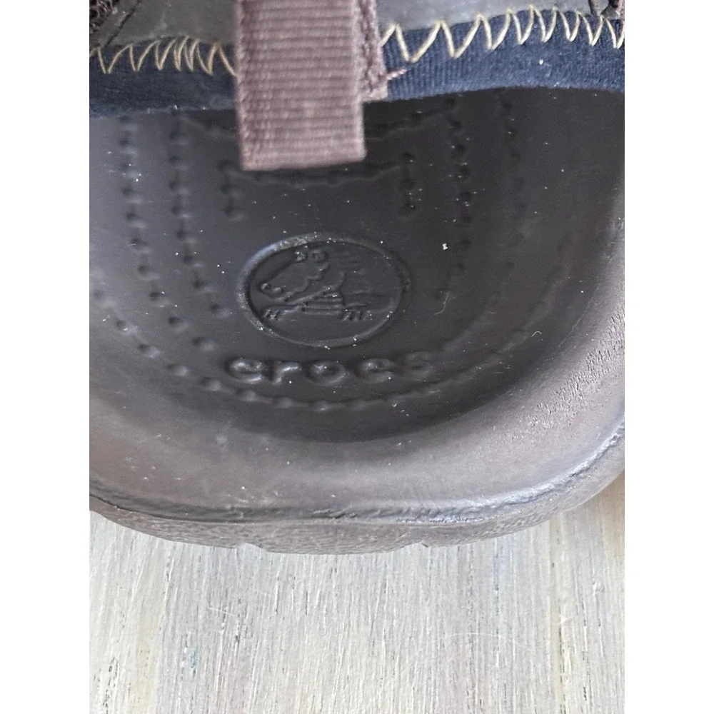 Crocs 15041 Mens Sport Fisherman Sandals Brown Black Mesh Size 8 EUR 41 UK 7.5